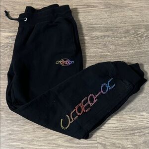 Champion Black Jogger Sweatpants with Rainbow Logos